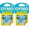 imageDYMO COLORPOP Authentic Label Maker Tape 12quot W x 10 L White Print on Blue Glitter D1 StandardD1 Pack of 2