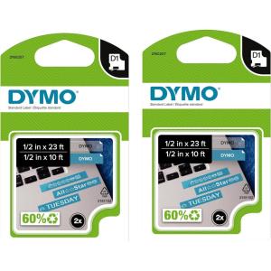 imageDYMO Authentic D1 Labels 12Inch x 23Foot Roll Black Print on White SelfAdhesive For LabelManager Label Makers 2Pack2 Pack