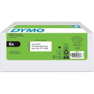 imageDYMO Authentic LW MultiPurpose Labels for LabelWriter Label Printers White 1quot x 218quot 6 rolls of 500 3000 Total6 Rolls of 500