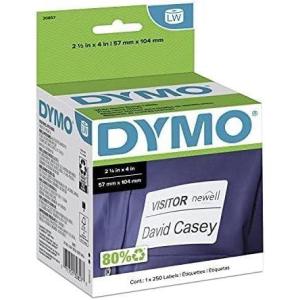 imageDYMO Authentic LW Name Badge Labels DYMO Labels for LabelWriter Printers White 214quot x 4quot 1 Roll of 250114 x 4 Pack of 10