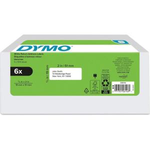 imageDYMO Authentic LW Return Address Labels for LabelWriter Label Printers White 34quot x 2quot 6 Rolls of 500 3000 Total