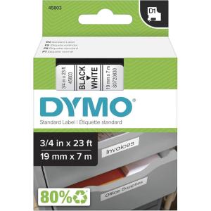 imageDYMO Authentic Standard D1 Labeling Tape for LabelManager Label Makers Black Print on White Tape 34 W x 23 L 1 CartridgeBlack on White