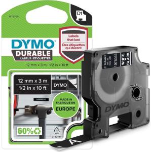 imageDYMO D1 Durable Labeling Tape for LabelManager Label Makers Black Print on White Tape 12quot W x 18 L 1 CartridgeWhite on Black