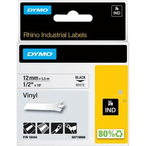 imageDYMO Industrial Vinyl Labels 38quot White on BlackBlack on White