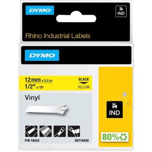 imageDYMO Industrial Vinyl Labels 38quot White on BlackBlack on Yellow