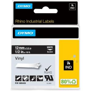 imageDYMO Industrial Vinyl Labels 38quot White on BlackWhite on Black