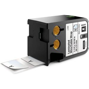 imageDYMO XTL Laminated WireCable Wrap  21 mm x 39 mm  Black on White112 x 1316