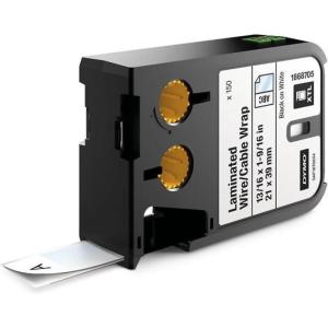imageDYMO XTL Laminated WireCable Wrap  21 mm x 39 mm  Black on White1216 x 1916