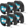 imageDYMO Authentic LT Plastic Labeling Tape for LetraTag Label Makers 12quot 12mm Black Print On White Tape 6Pack6 Pack