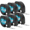 imageDYMO Authentic LT Plastic Labeling Tape for LetraTag Label Makers 12quot 12mm Black Print on Clear Tape 6Pack
