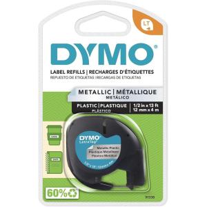 imageDYMO  SAN91331 91331 LetraTag Labeling Tape for LetraTag Label Makers Black Print on White Plastic Tape 12 W x 13 L 1 RollSilver