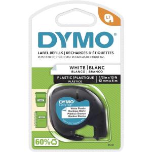 imageDYMO  SAN91331 91331 LetraTag Labeling Tape for LetraTag Label Makers Black Print on White Plastic Tape 12 W x 13 L 1 RollWhite