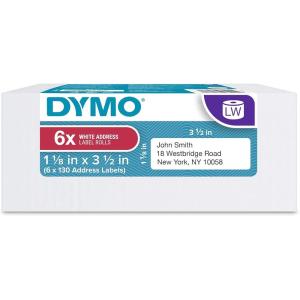 imageDYMO Authentic LW Mailing Address Labels  DYMO Labels for LabelWriter Label Printers 118quot x 312quot 2 Rolls of 130 260 Total6 Rolls