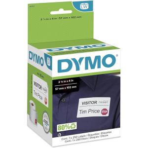 imageDYMO Authentic LW Name Badge Labels with 12Hour Expiration Notification Disks for LabelWriter Label Printers White 214quot x 4quot 1 Roll of 250214 x 4