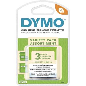imageDYMO LT Labels Variety Pack 12Inch x 13Foot Rolls Black Print 3 Rolls for LetraTag Label Makers3roll pack