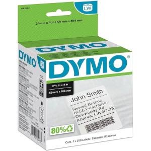 imageDYMO LW Shipping Labels for LabelWriter Label Printers White 2516 x 4Inch 1 roll of 250 1763982250 labels