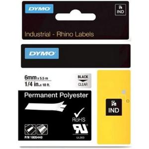 imageDYMO Rhino Industrial Permanent Polyester Labels 19 mm x 55 m Black Print on Clear SelfAdhesive for LabelManager ampamp Rhino Label MakersClear
