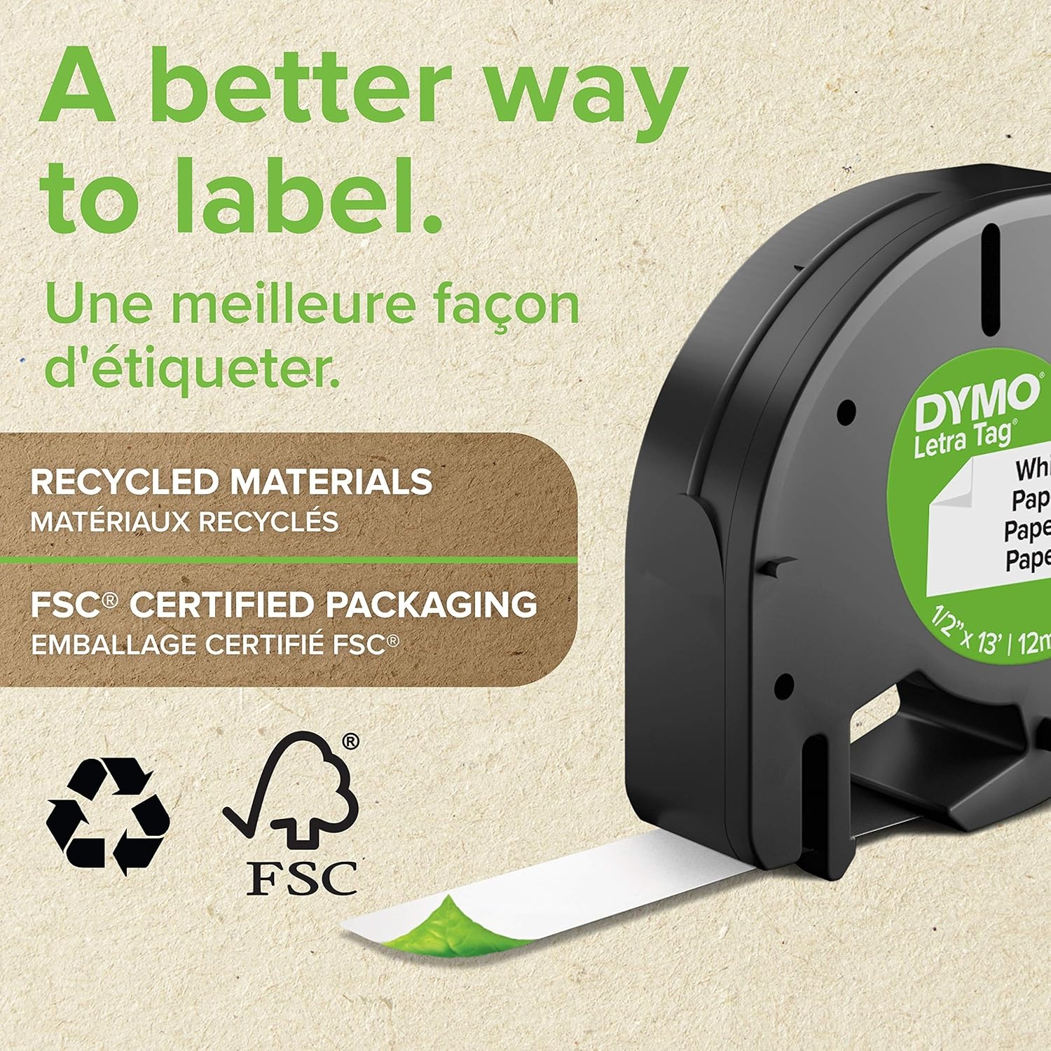 image:imageDYMO LetraTag Paper Labels Authentic 12 mm x 4 m Roll Black Print on White SelfAdhesive Multipurpose for LetraTag Label Makers 2 Count12 mm x 4 m  Paper