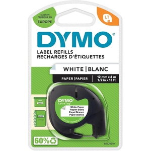 image:imageDYMO LetraTag Paper Labels Authentic 12 mm x 4 m Roll Black Print on White SelfAdhesive Multipurpose for LetraTag Label Makers 2 Count12 mm x 4 m  Paper Original
