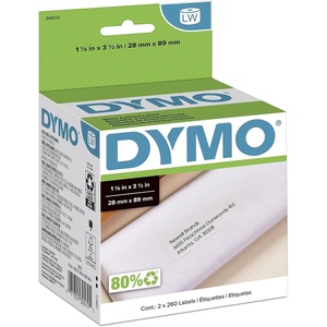 image:imageDYMO Authentic LW Mailing Address Labels for LabelWriter Label Printers White 118 x 312 2 Rolls of 260 30572